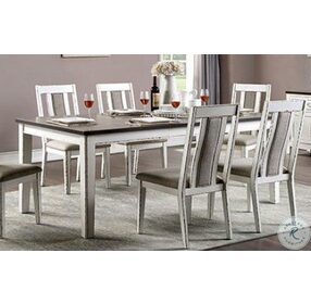 Halsey Weathered White And Dark Walnut Extendable Dining Room Set