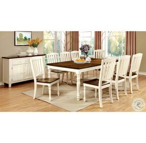 Harrisburg Vintage White And Dark Oak Rectangular Extendable Dining Table