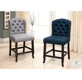 Sania Light Gray Wingback Counter Height Chair Set Of 2
