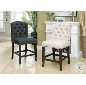 Sania Dark Gray Wingback Counter Height Chair Set Of 2