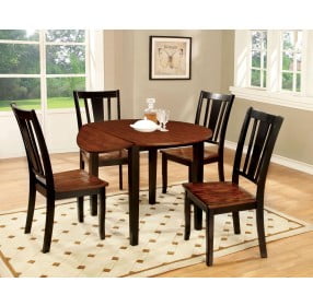 Dover II Black and Cherry Drop Leaf Extendable Round Dining Table