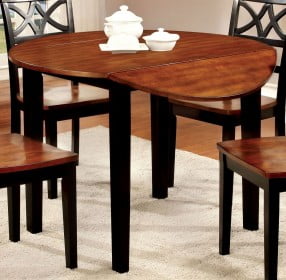 Dover II Black and Cherry Drop Leaf Extendable Round Dining Room Set