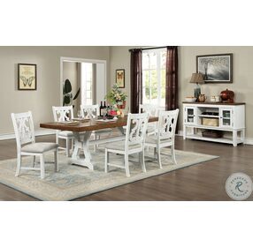 Auletta Distressed White And Oak Extendable Dining Table