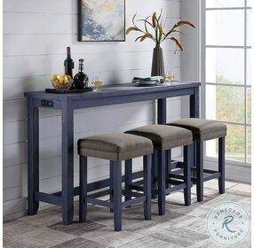 Caerleon Antique Blue And Gray 4 Piece Counter Height Dining Set