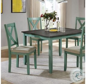 Anya Distressed Teal And Gray 5 Piece Dining Table Set