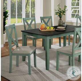Anya Distressed Teal And Gray 7 Piece Dining Table Set