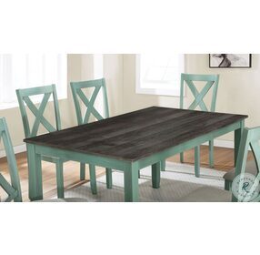 Anya Distressed Teal And Gray 7 Piece Dining Table Set