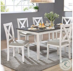Anya Distressed White And Gray 7 Piece Dining Table Set