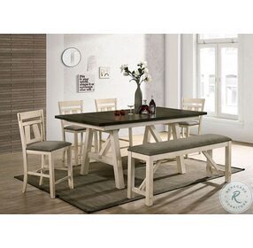 Jamestown Ivory And Gray Extendable Counter Height Dining Table