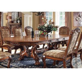 Medieve Antique Oak Rectangular Extendable Trestle Dining Room Set