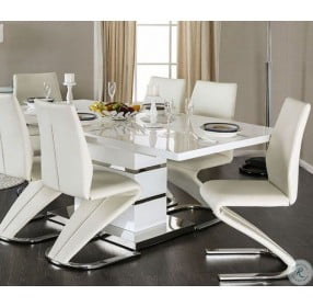 Midvale White and Chrome Extendable Rectangular Dining Room Set