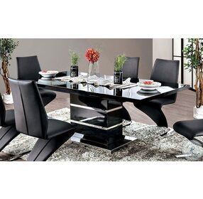 Midvale Black And Chrome Extendable Dining Room Set