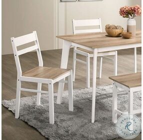 Debbie Natural And White 5 Piece Dining Set With Bench