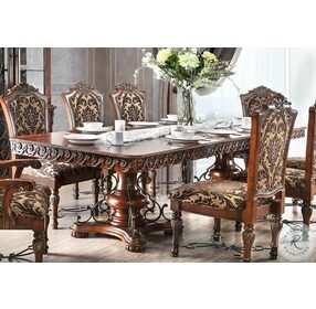 Lucie Brown Cherry Extendable Dining Room Set