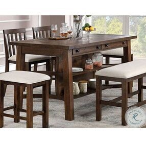Fredonia Rustic Oak Counter Height Dining Room Set