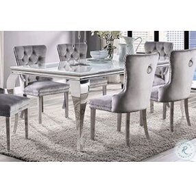Neuveville White And Chrome Dining Room Set