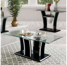 Staten Glossy Black and Chrome Occasional Table Set