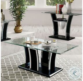 Staten Glossy Black And Chrome Occasional Table Set