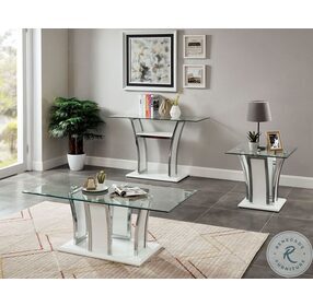 Staten Glossy White And Chrome End Table