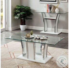 Staten Glossy White And Chrome Occasional Table Set