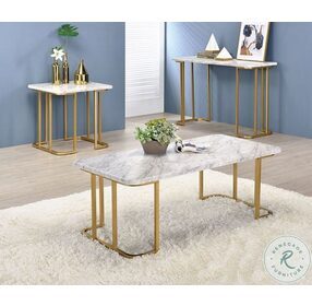 Calista Gold And White Sofa Table