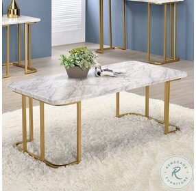 Calista Gold And White Occasional Table Set