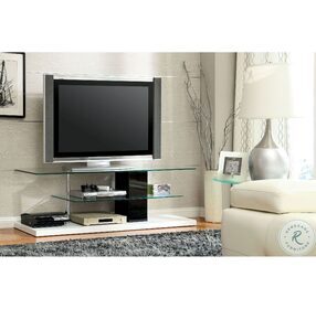Neapoli Black And White 63" Glass Top TV Stand