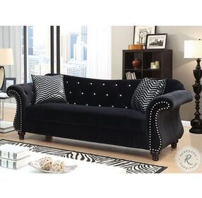 Jolanda Black Flannelette Fabric Living Room Set
