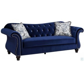 Jolanda Blue Flannelette Fabric Living Room Set