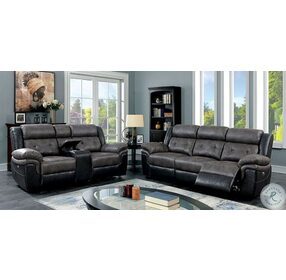 Brookdale Gray And Black Power Reclining Loveseat