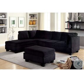Lomma Black Flannelette Fabric With Ottoman LAF Sectional