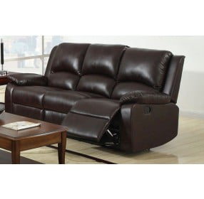 Oxford Rustic Dark Brown Leatherette Reclining Living Room Set