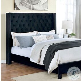 Ryleigh Black California King Upholstered Panel Bed
