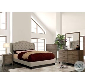 Carly Warm Gray California King Upholstered Panel Bed