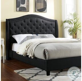 Carly Black Upholstered California King Platform Bed
