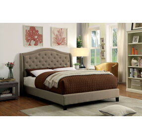 Carly Warm Gray King Upholstered Panel Bed