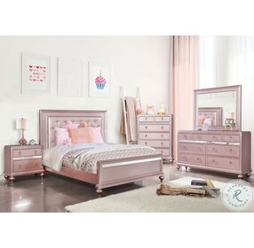 Ariston Rose Gold Twin Upholstered Panel Bed