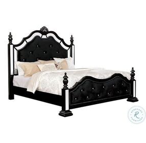 Azha Black Upholstered Poster Bedroom Set