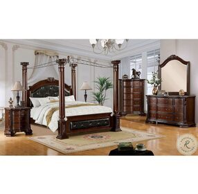 Mandalay Brown Cherry California King Poster Canopy Bed
