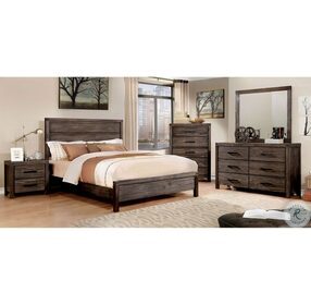 Rexburg Wire Brushed Rustic Brown King Panel Bed