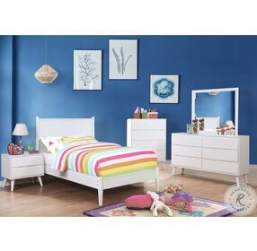 Lennart White Twin Panel Bed