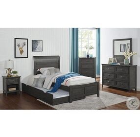 Brogan Gray Twin Panel Bed With Trundle
