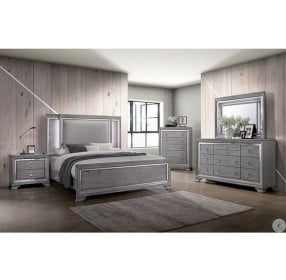 Alanis Light Gray Cal. King Upholstered Panel Bed