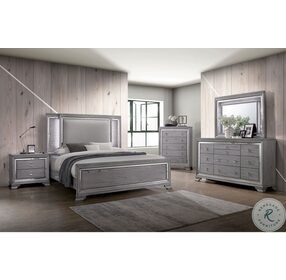 Alanis Light Gray California King Upholstered Panel Bed
