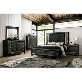 Demetria Metallic Gray Queen Upholstered Panel Bed