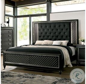 Demetria Metallic Gray Upholstered Panel Bedroom Set