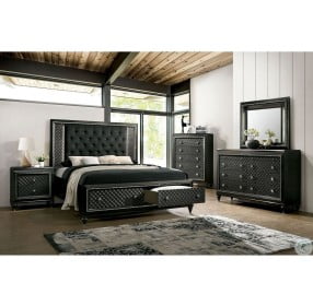 Demetria Metallic Gray Cal. King Upholstered Panel Bed