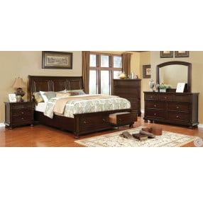Castor Brown Cherry Cal. King Sleigh Storage Bed