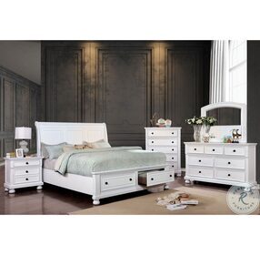 Castor White Queen Sleigh Storage Bed