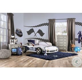 Poe Blue Black And White Twin Novelty Bed